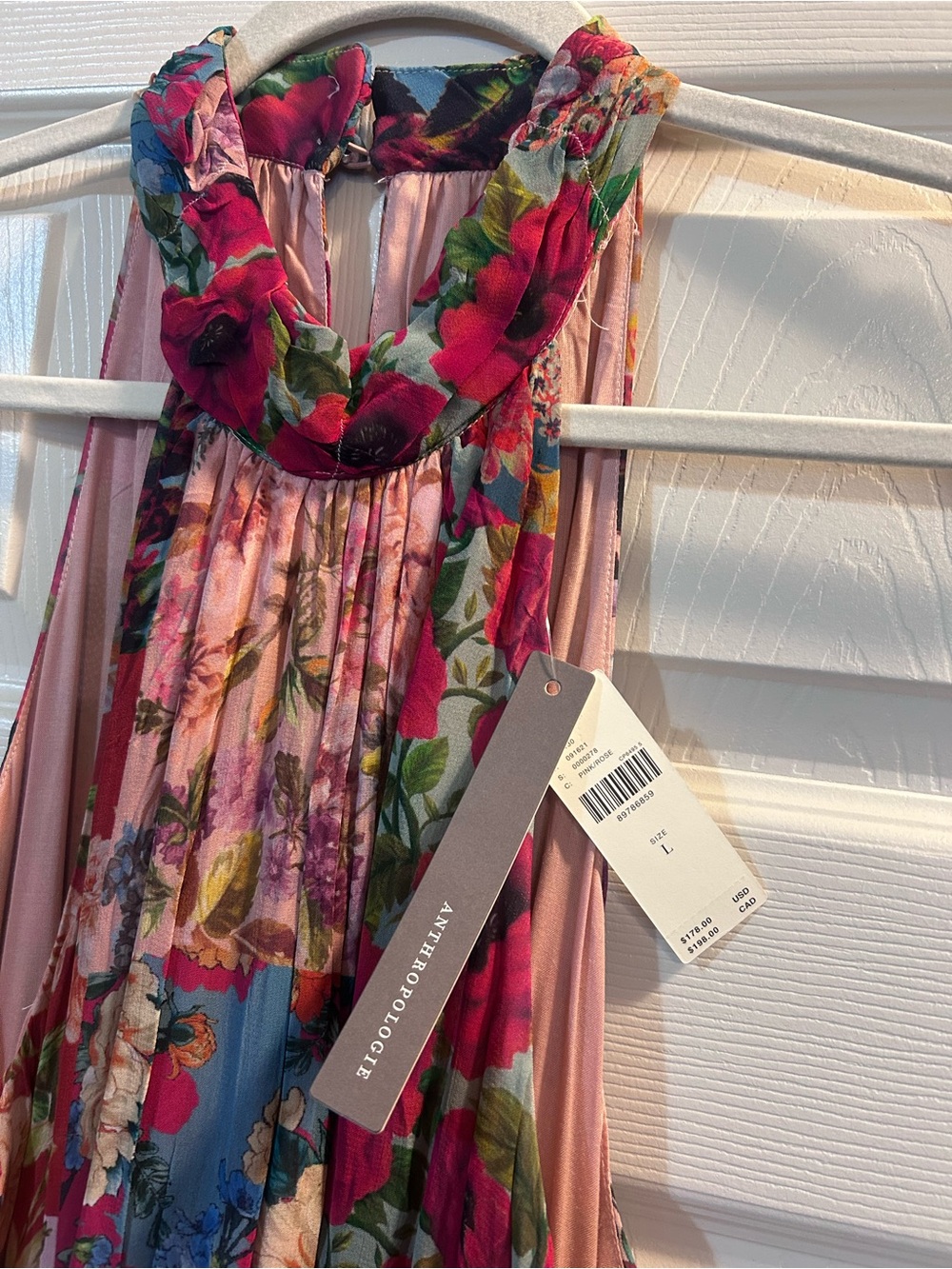 Anthropologie Pink Floral Pleated Halter Maxi Dress - Picture 2 of 2